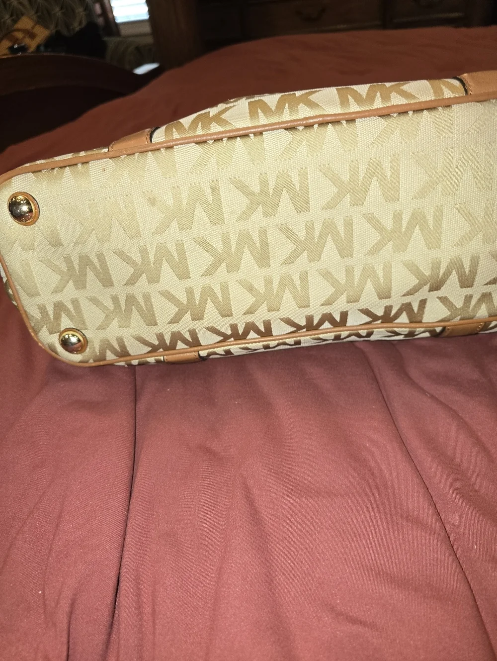 Michael Kors Tan and Brown Signature MK Tote